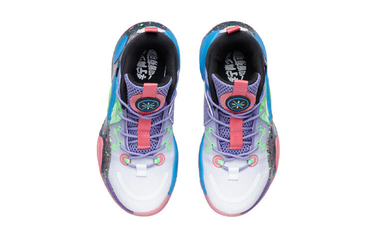 Детские баскетбольные кроссовки GS Mid-top Фиолетовый/флуоресцентный кислотно-зеленый/синий/красный Lining Young — фото 4