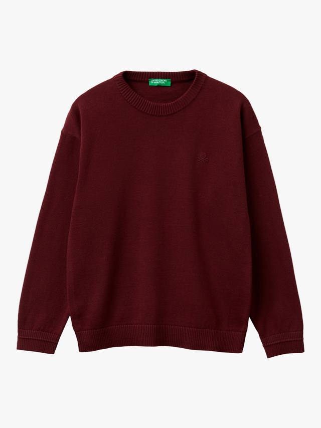 

Детский хлопковый джемпер с ребристым воротником Benetton, Red