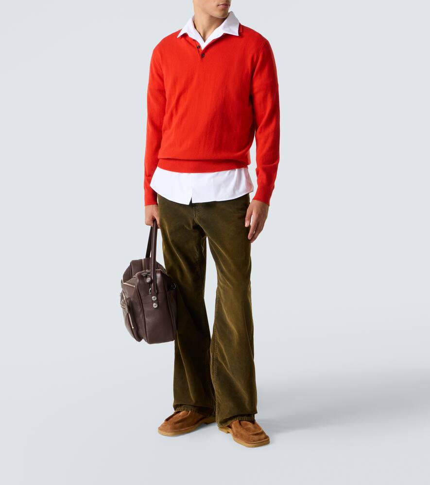 Хлопковые вельветовые брюки с широкими штанинами Acne Studios, Olive Green — фото 2