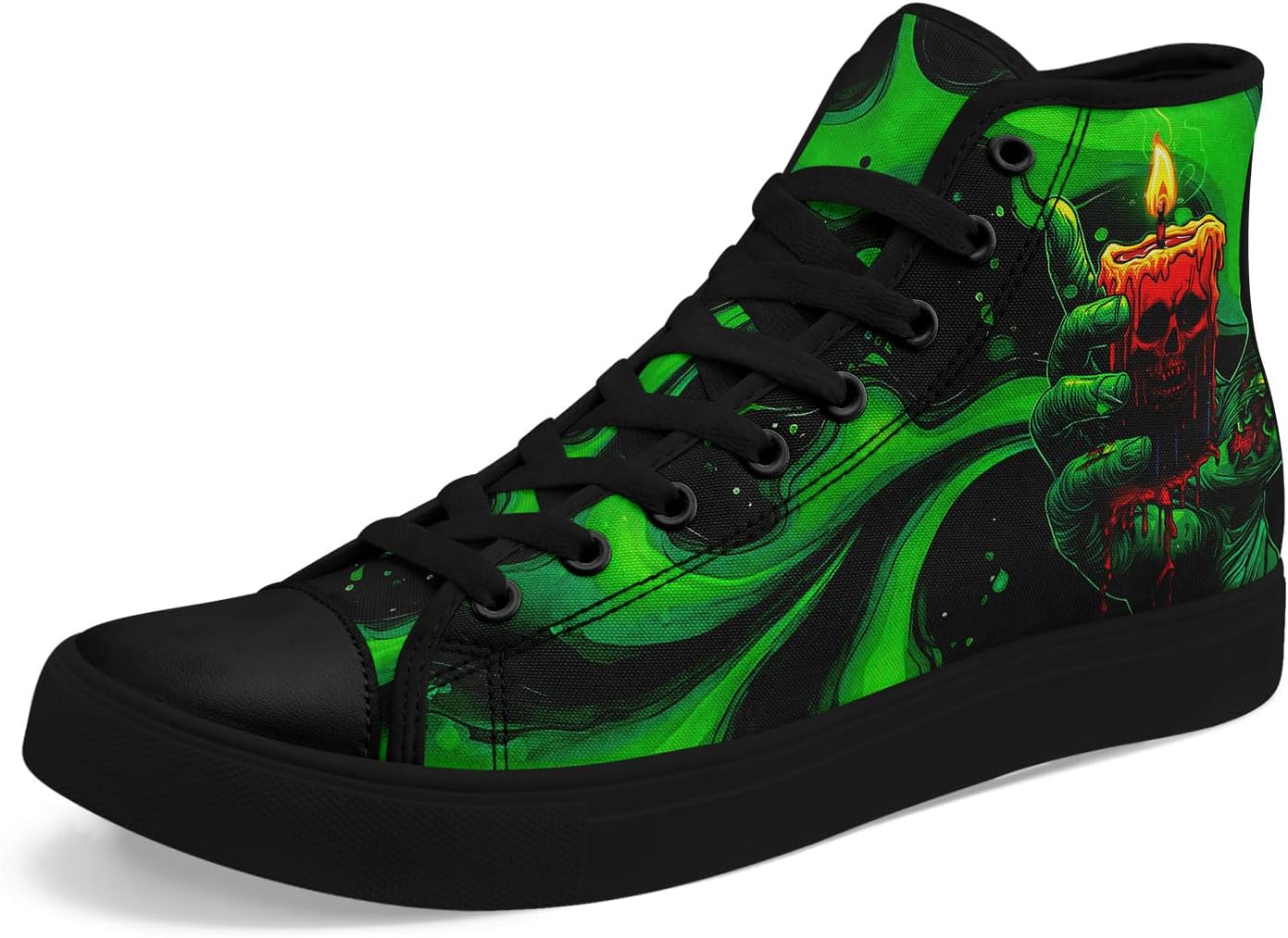 

Кеды на высокой подошве из холста для мужчин и женщин на Хэллоуин, с рисунками тыквы, призрака и черепа, дышащие, на плоской подошве, для повседневной ходьбы Awsole, черный/зеленый/оранжевый