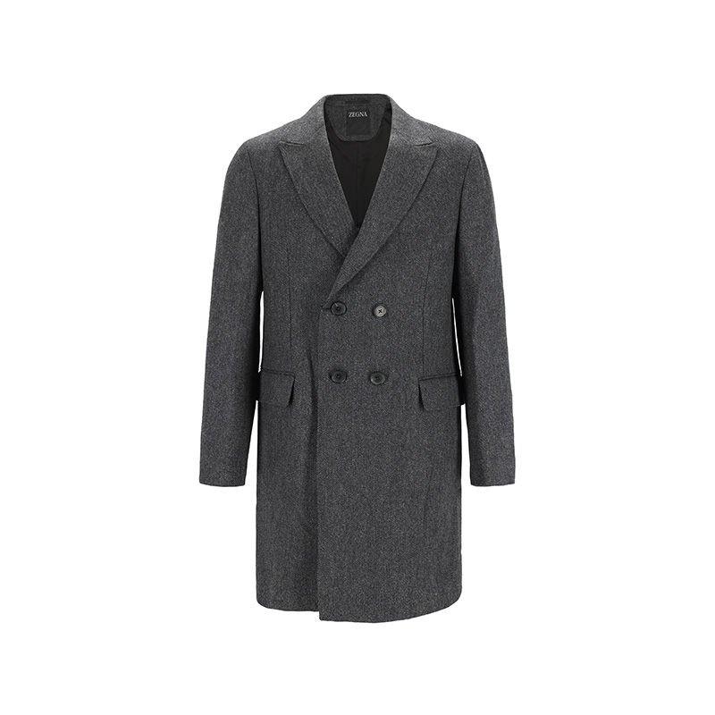 

Ermenegildo Zegna Мужской пиджак, смешанный серый, с воротником средней длины, прямого кроя