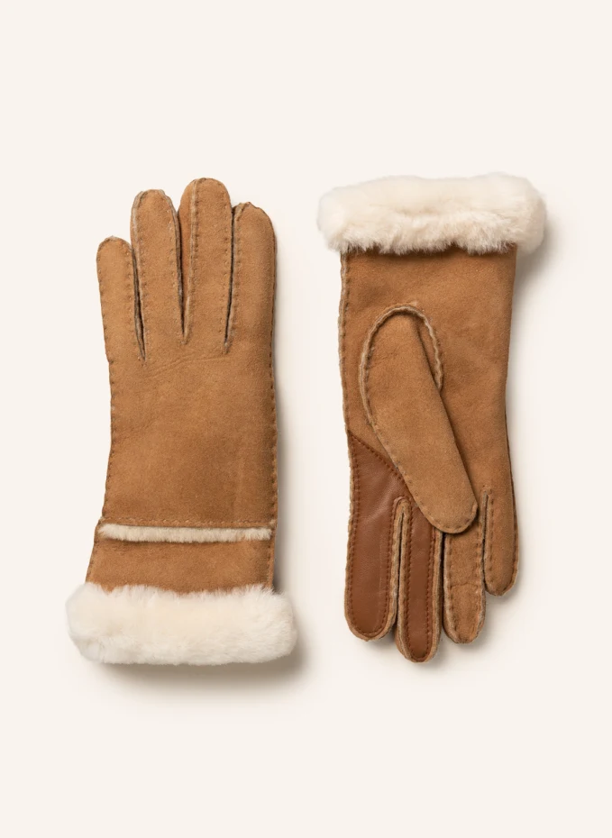 

Кожаные перчатки seamed tech с натуральным мехом и функцией сенсорного экрана Ugg, коричневый