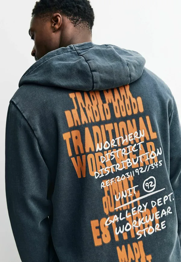 Толстовка на молнии с графическим принтом. Next, Charcoal Grey Washed — фото 4