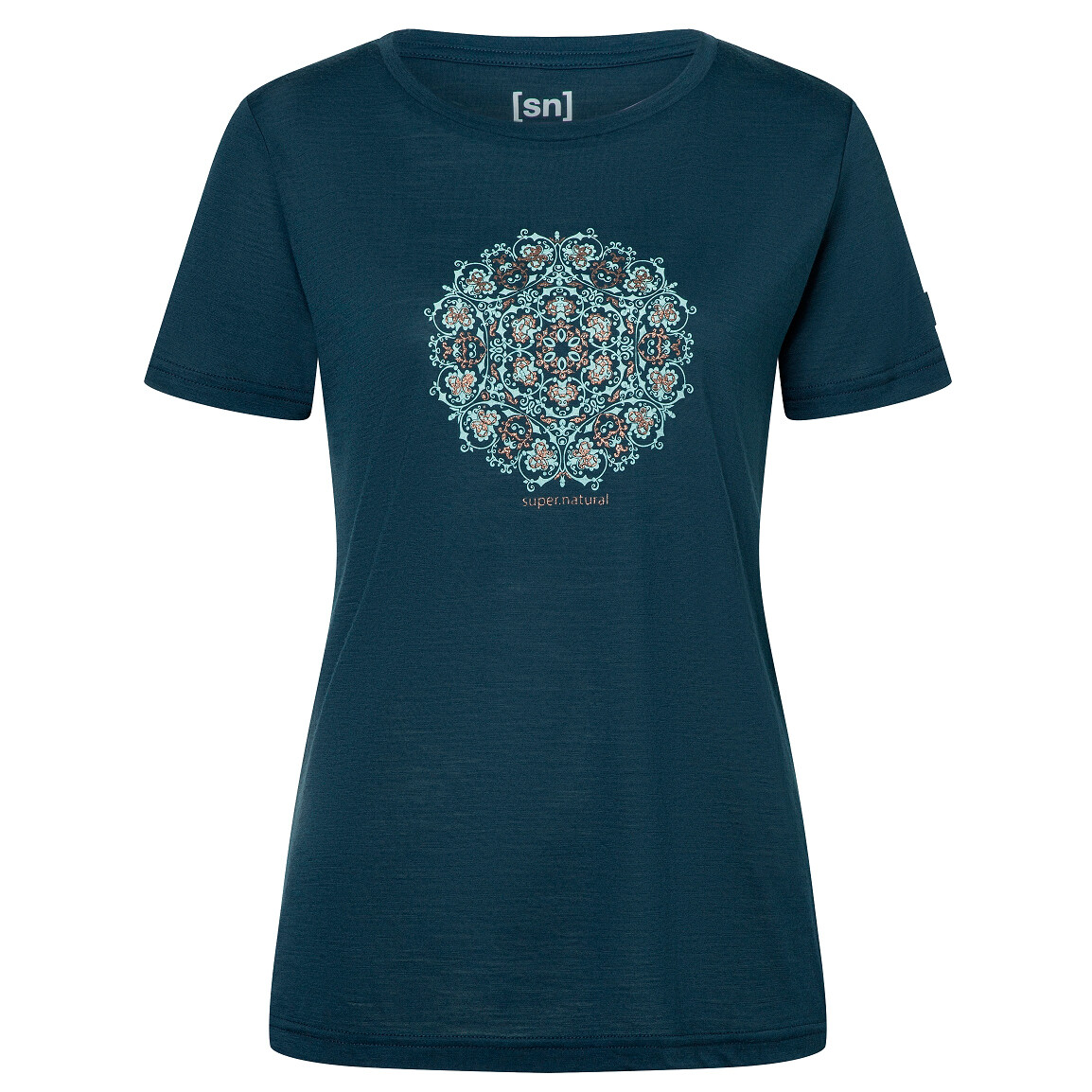 

Рубашка из мериноса Super.Natural Ornament Tee, цвет Blueberry/Light Jade/Copper