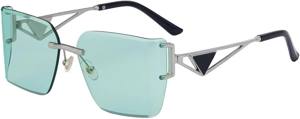 

Женские солнцезащитные очки без оправы: классические, модные, для использования на открытом воздухе, на пляже, для вечеринок, защита от УФ-излучения UV400 TVTBBVV, Green