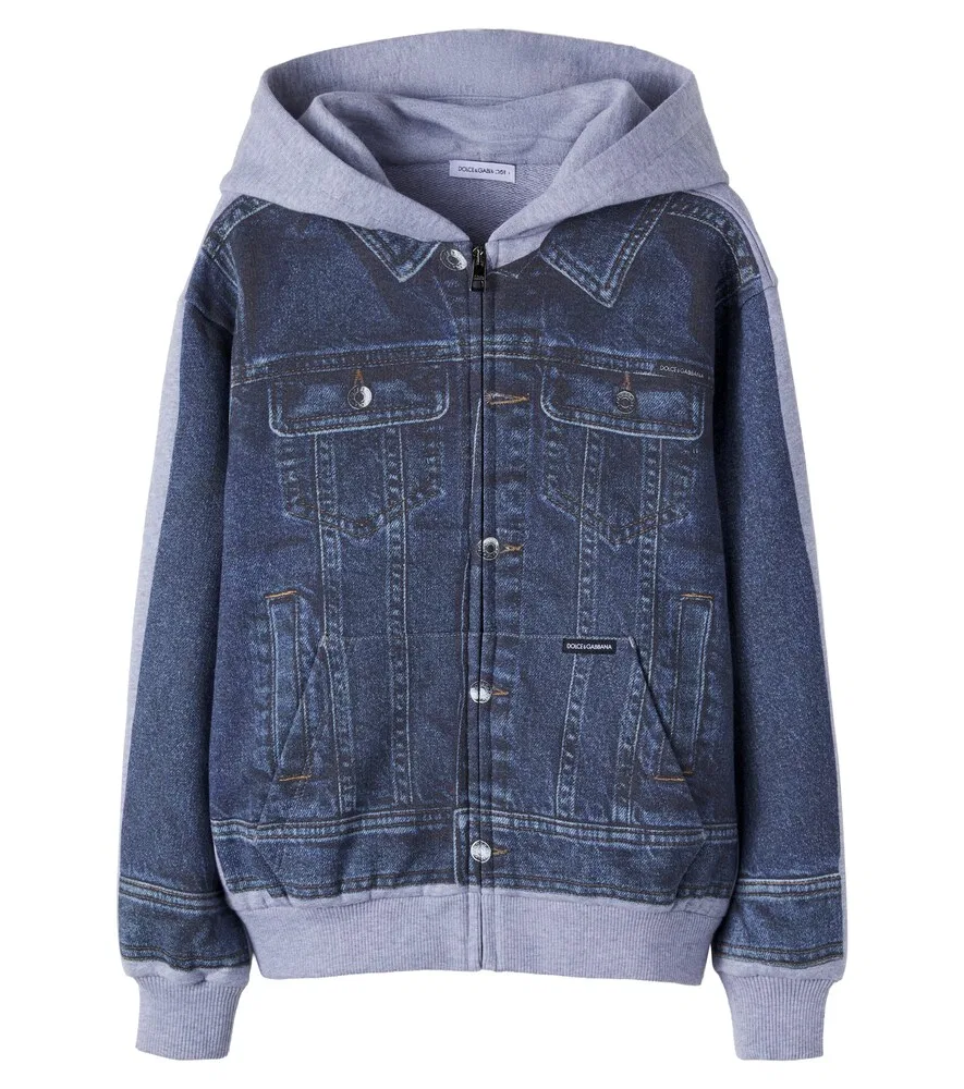 Худи Trompe l'œil из хлопкового флиса Dolce&Gabbana Kids, синий
