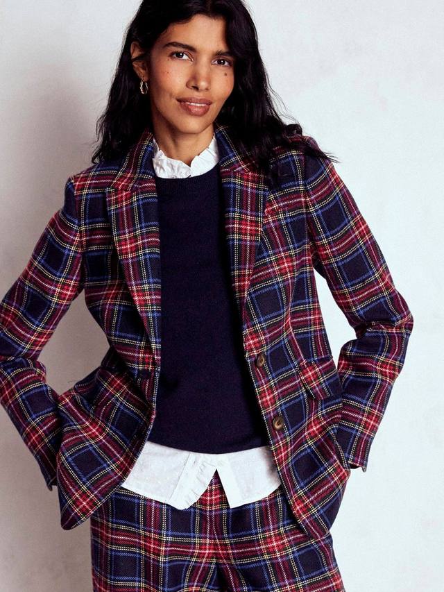 

Стильный блейзер Stamford Tartan из шерсти Boden, Navy/Multi