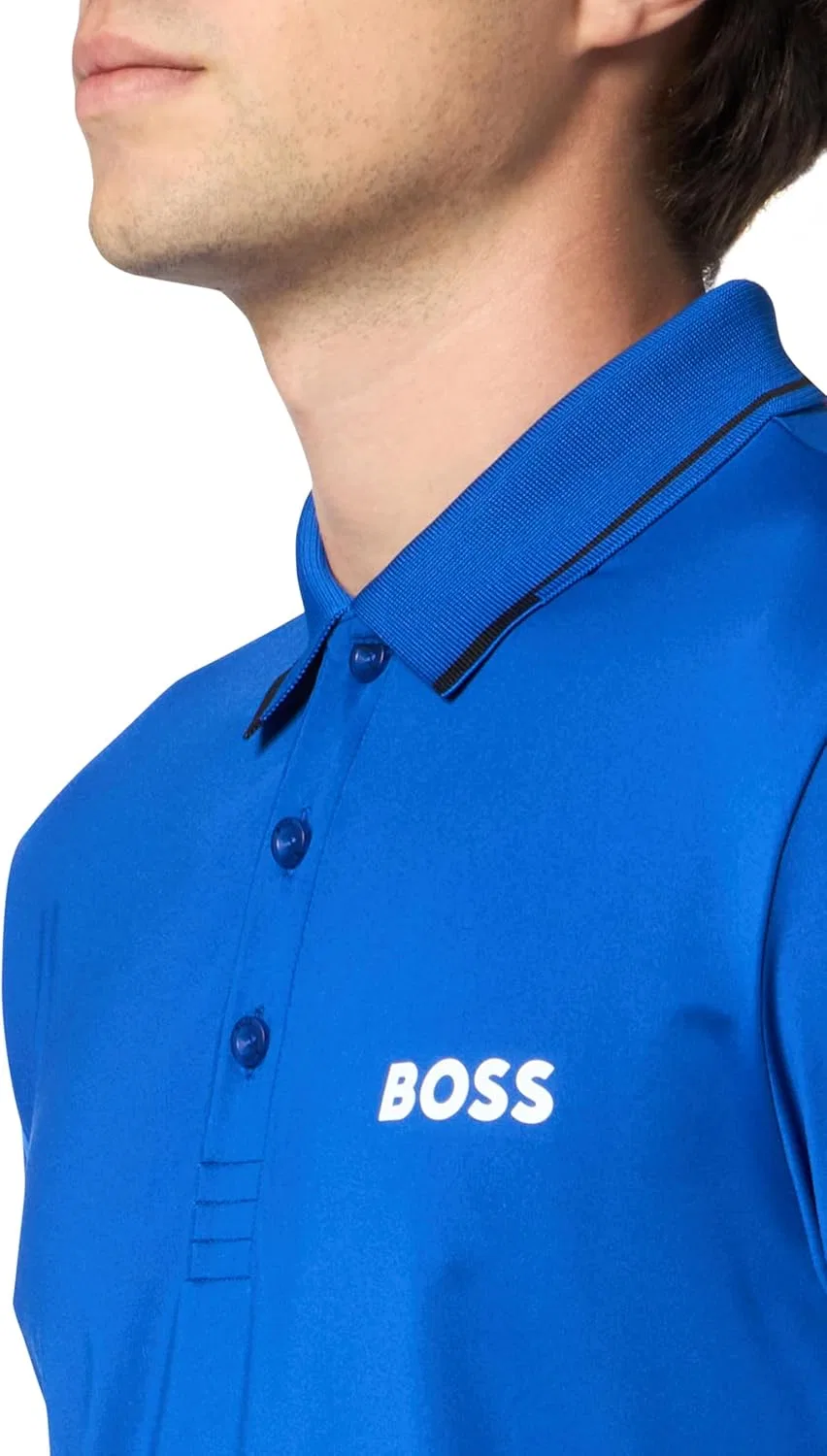 Поло BOSS Paul Pro Performance, Northern Blue, Regular Fit — фото 3