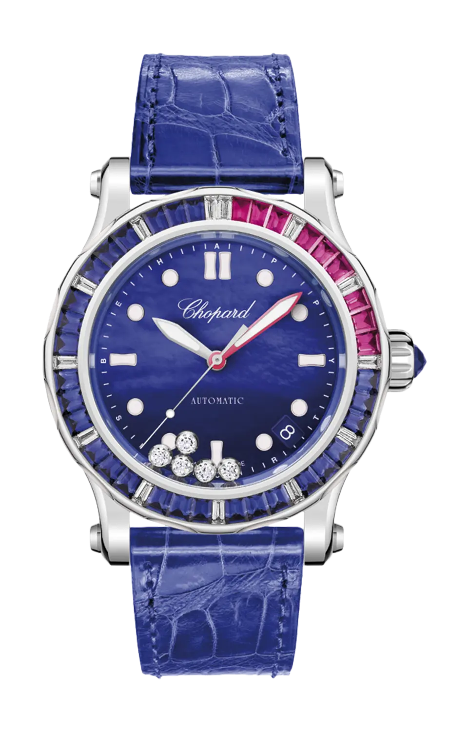 

Часы Chopard Happy sport с белым золотом, бриллиантами, сапфирами и рубинами 40 мм