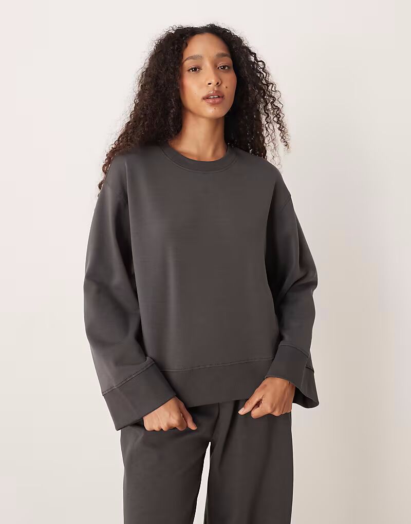 

Свитшот свободного кроя из трикотажного полотна с круглым вырезом Asos Design, темно-серый