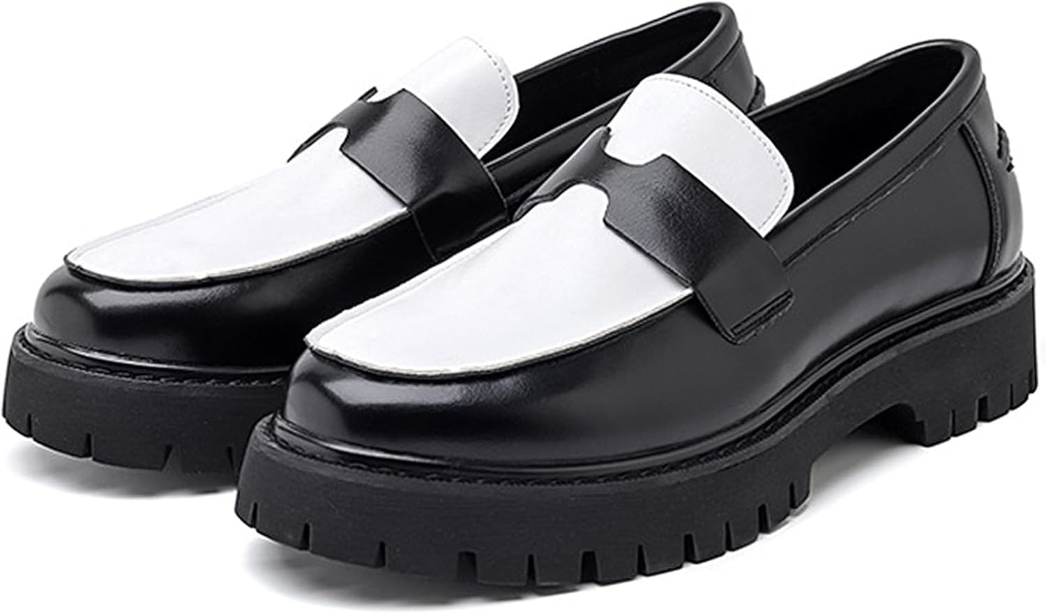 

Мужские кожаные слипоны Penny Loafers на платформе с протекторной подошвой, нескользящие деловые туфли для свадьбы и работы в офисе Ptnoka, белый