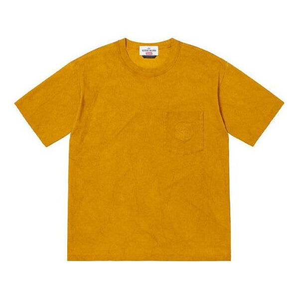 

Футболка ss19 x stone island pocket tee crossover short sleeve yellow Supreme, желтый