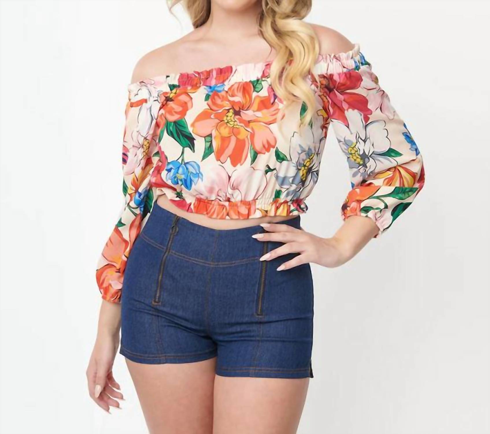 

Укороченный топ Sweet Stuff с разноцветным цветочным принтом Unique Vintage, цвет multicolor floral