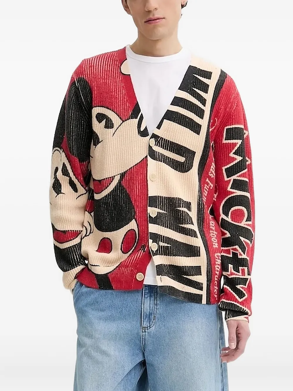 

Ребристый кардиган с Микки Маусом Desigual, красный