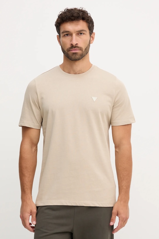 

Хлопковая футболка Guess, бежевый
