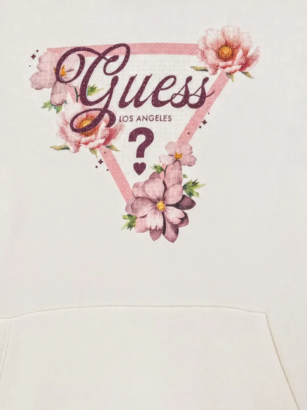 Топ с капюшоном с цветочным принтом Guess kids, бежевый — фото 3