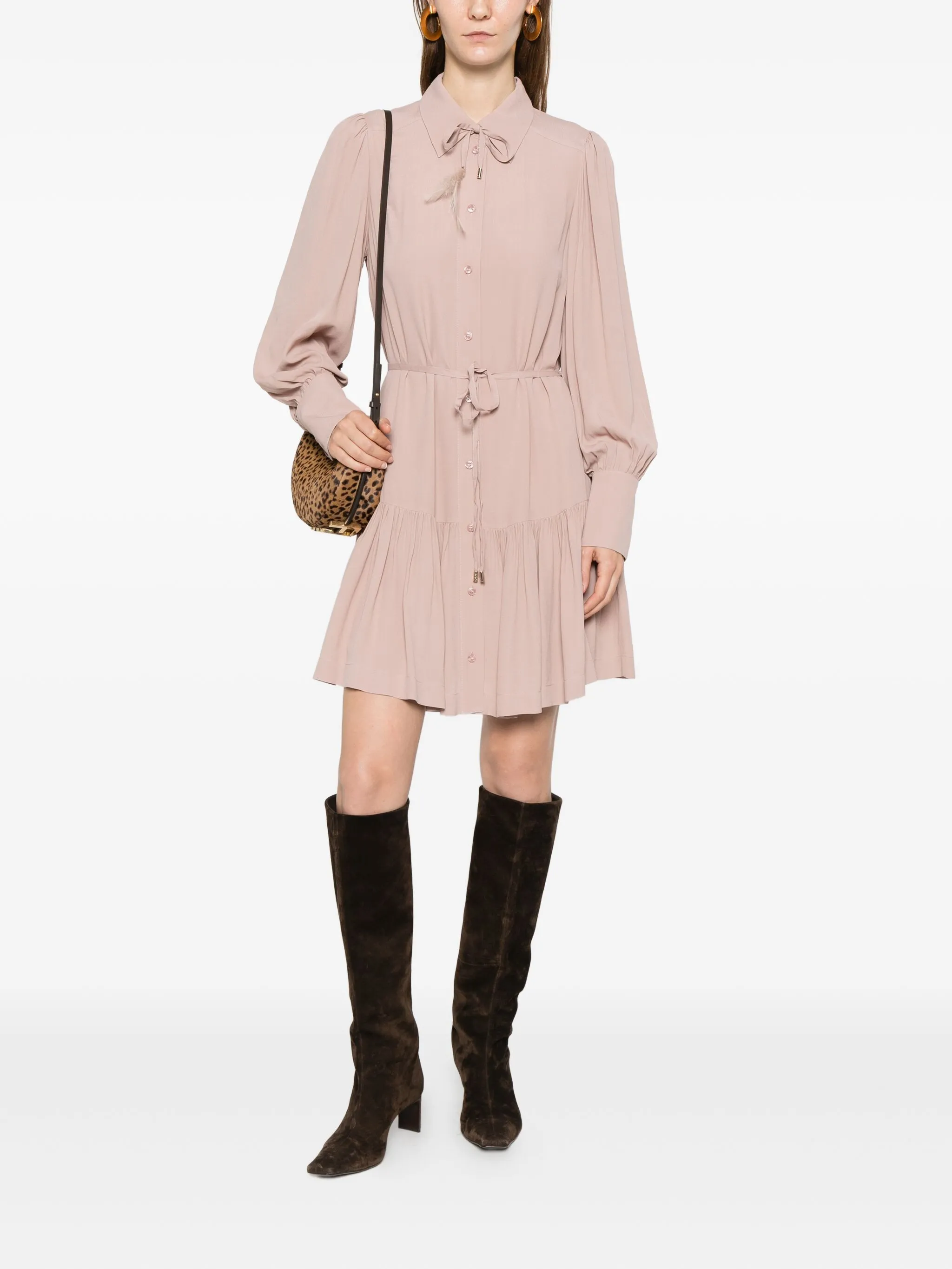 

Платье с галстуком из перьев Liu Jo, розовый