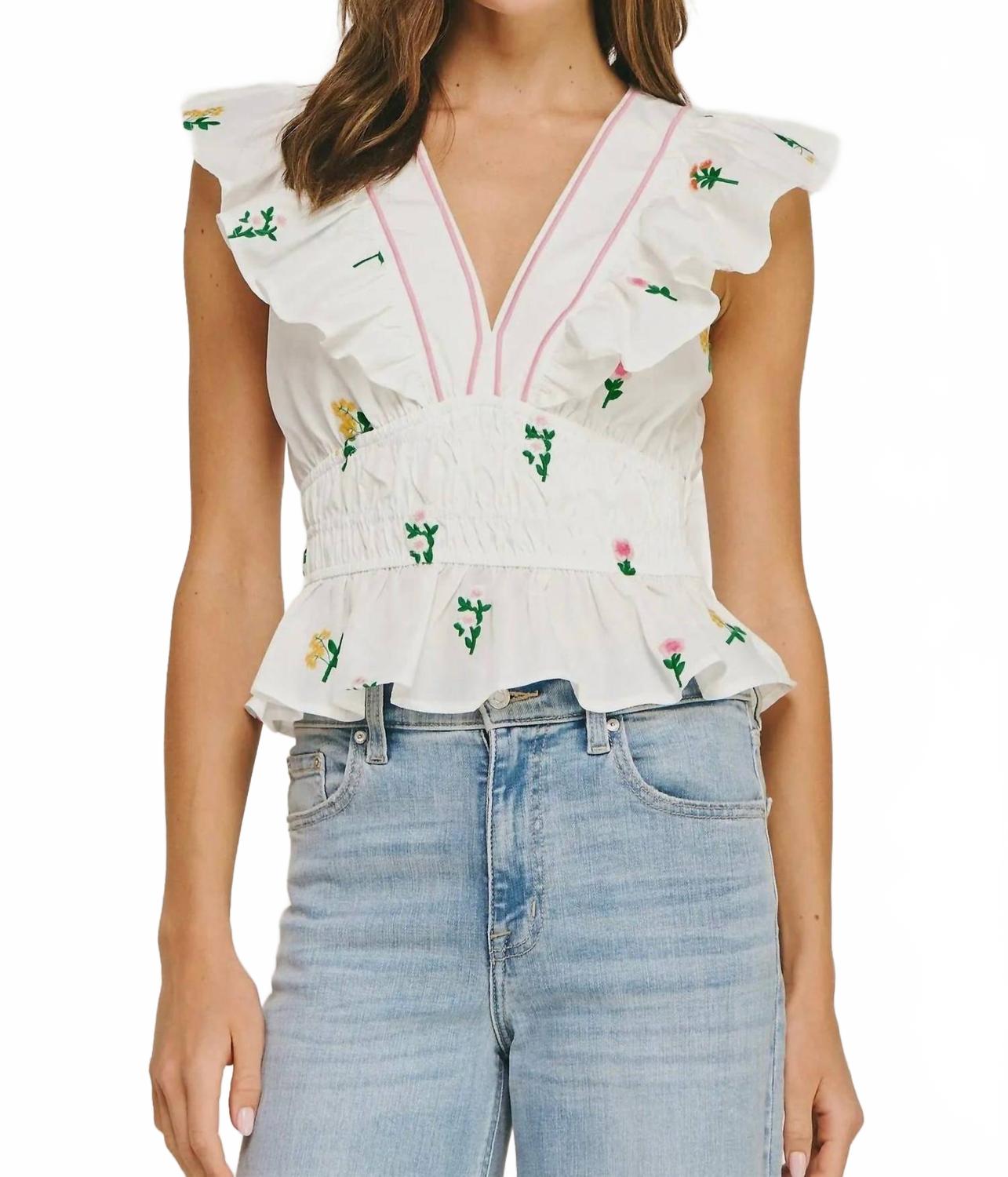 

Женский топ с вышитым цветочным букетом, белый Strut & Bolt, белый