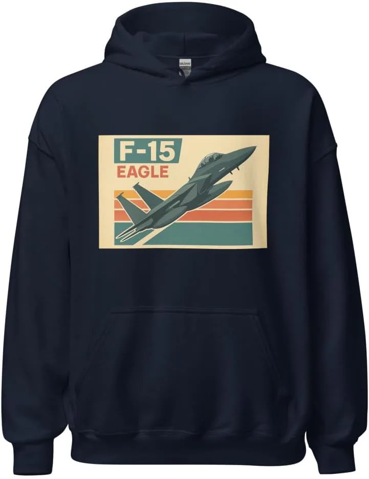 Толстовка F-15 Eagle - винтажная толстовка с истребителем ВВС США, теплый подарок для пилота Generic, темно-синий