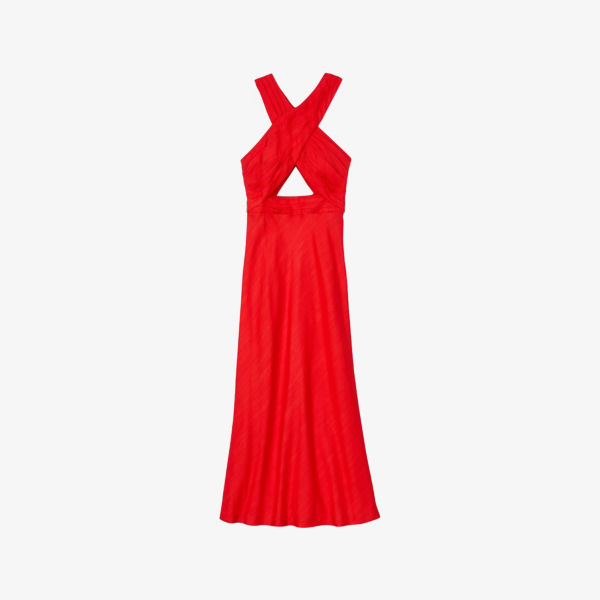 

Платье-макси Sandro с перекрученными полосами на груди, красный