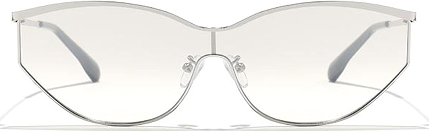 

Солнцезащитные очки Bullabulling в стиле ретро «кошачий глаз» для женщин и мужчин, модные солнцезащитные очки в металлической оправе в стиле 90-х, овальной формы, Silver