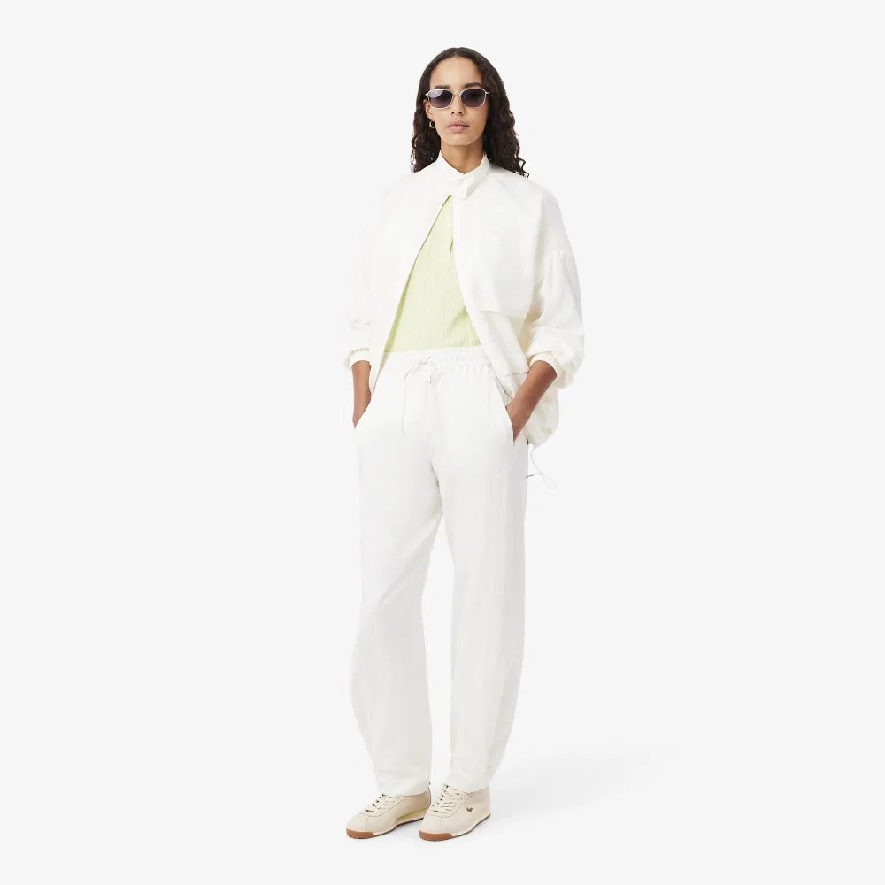 Брюки Lacoste повседневные из смесового льна, офф-уайт — фото 4