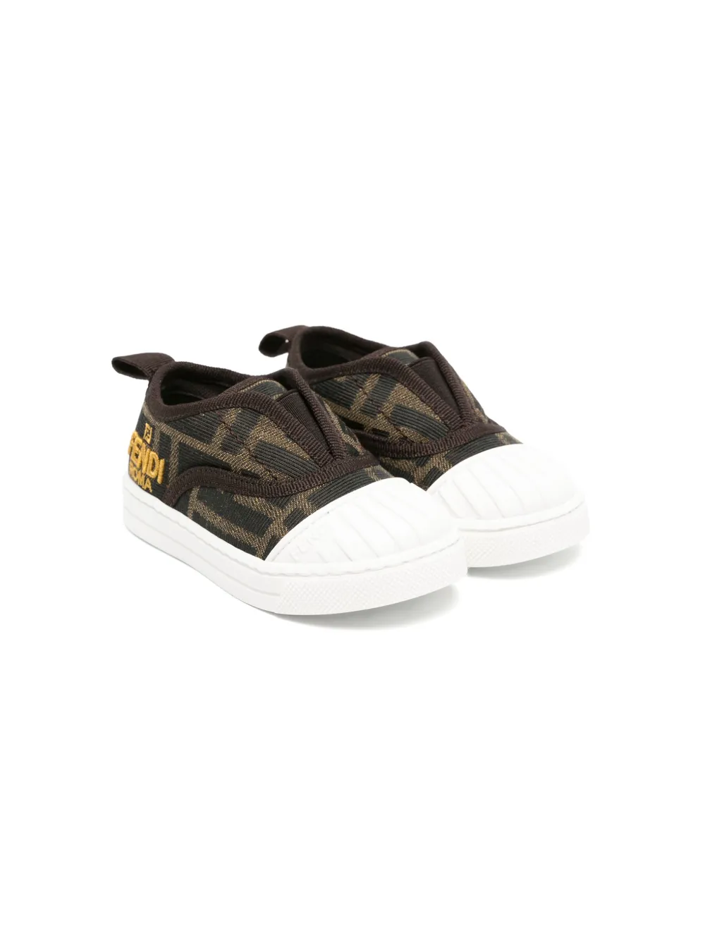 

Слипоны с узором FF FENDI KIDS, коричневый