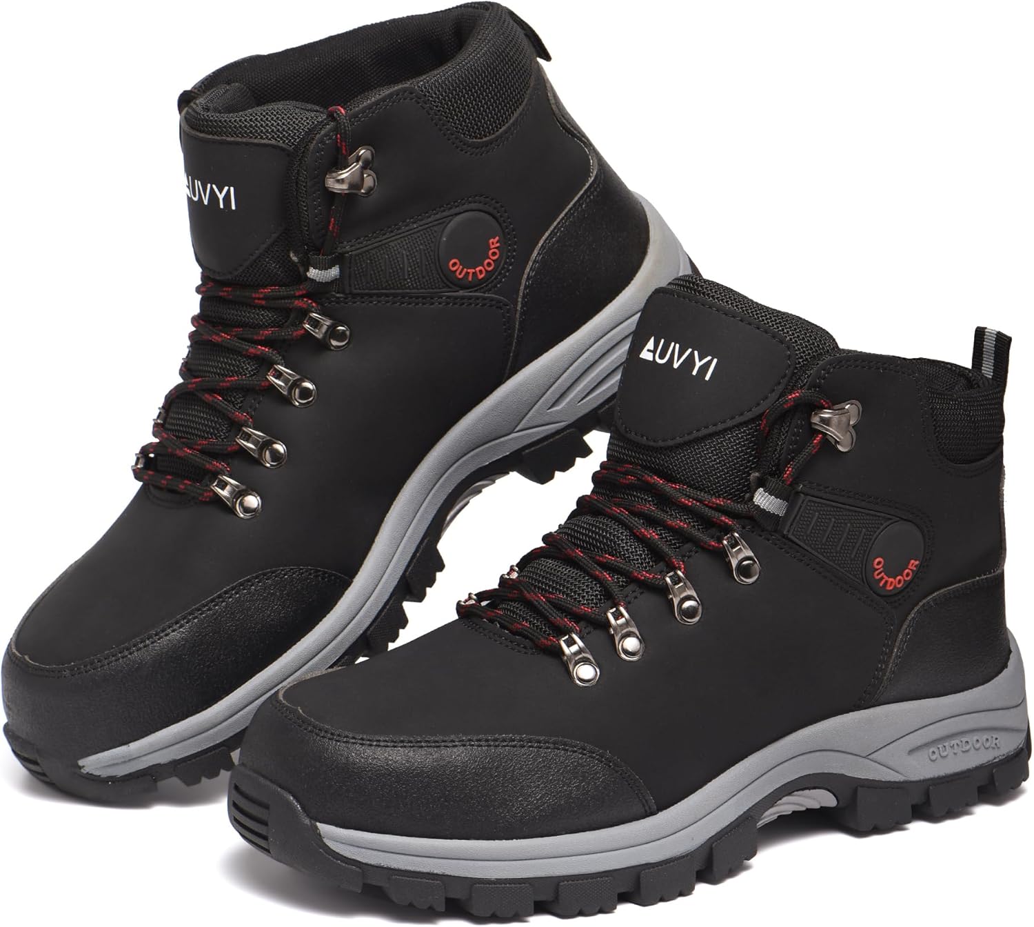 

Водонепроницаемые ботинки AUVYI для мужчин - стальные носки, удобные и прочные защитные ботинки с широким носком, устойчивые к скольжению, неразрушимые кожаные ботинки для строительства, улицы и промышленности, черный