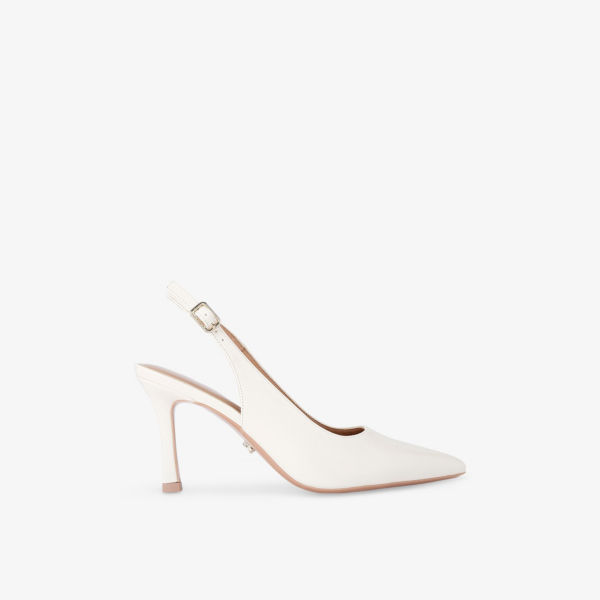 Босоножки-лодочки Carvela Corletta на каблуке с плетеным ремешком и логотипом, белый