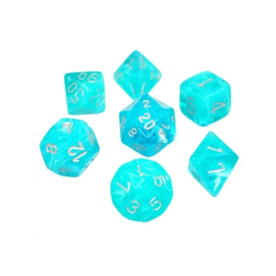 

Поли-набор цвета морской волны с серебром (7), Dice - Cirrus (Chessex)