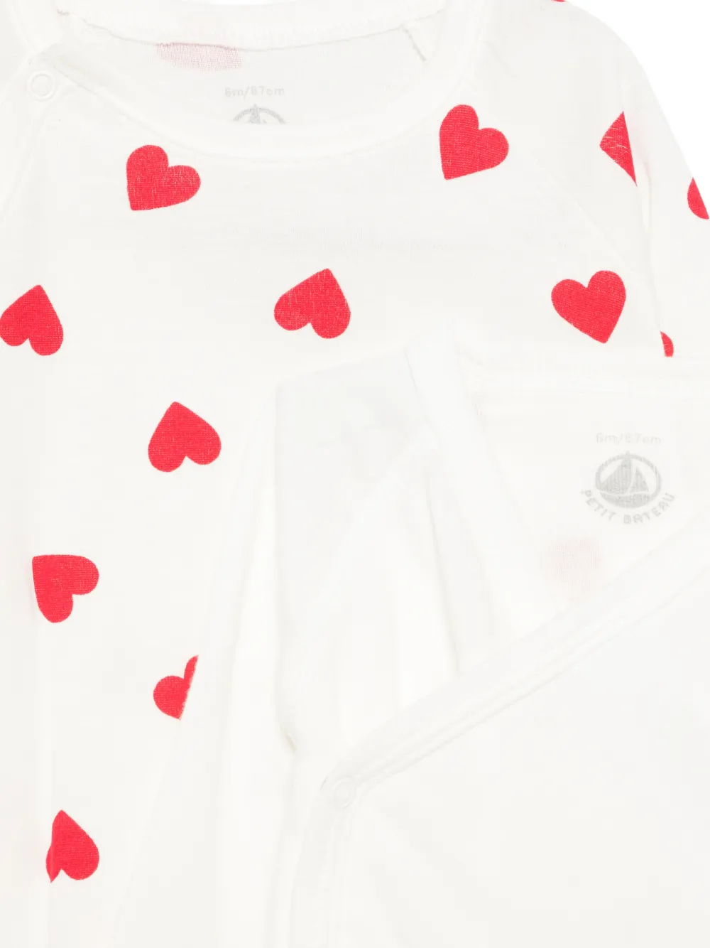 Комплект боди с принтом в виде сердечек (набор из трех штук) Petit Bateau, белый — фото 2