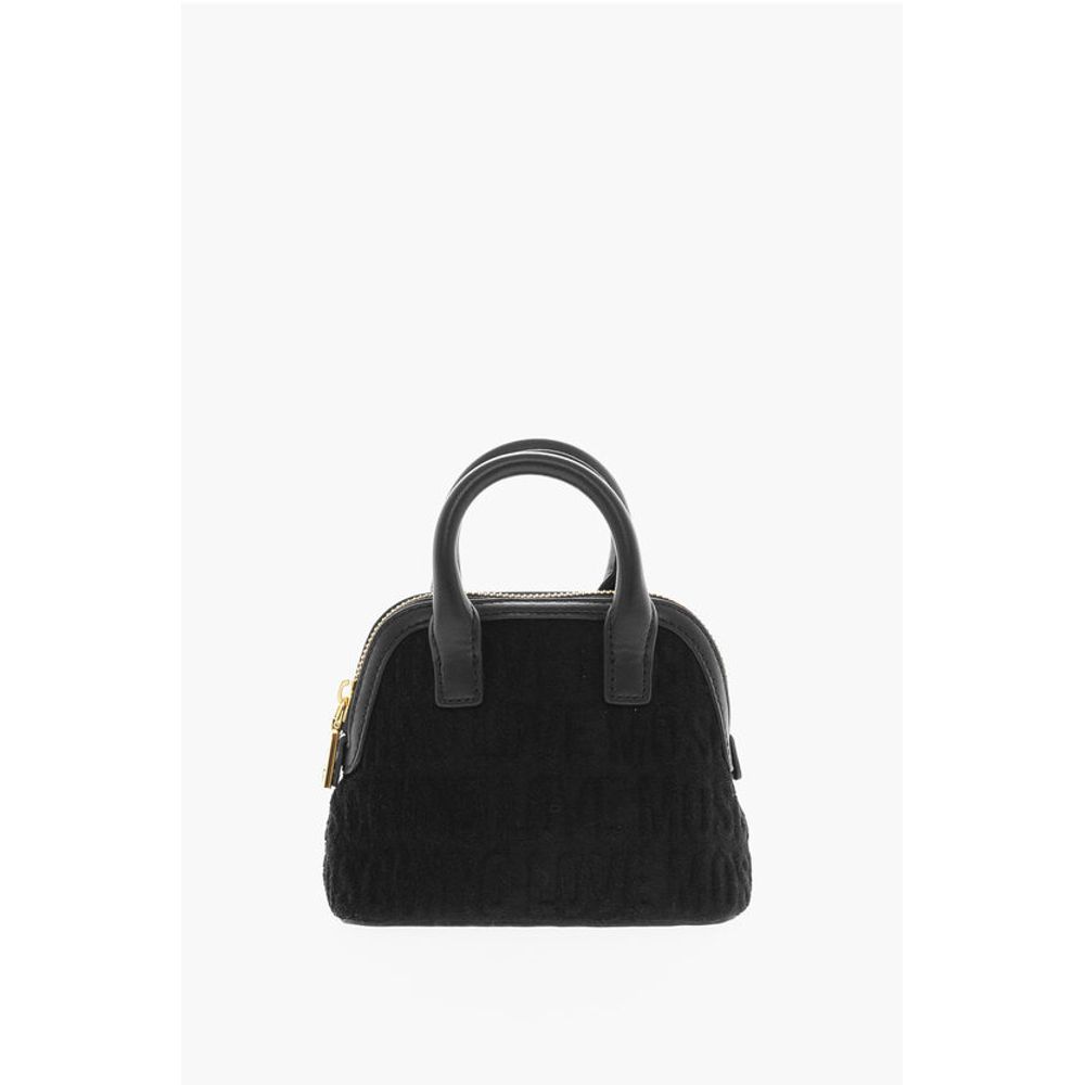 

Мини-сумка из махровой ткани с тиснением логотипа LOVE по всей поверхности Moschino, Black