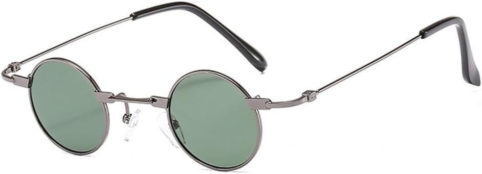 

Винтажные мужские и женские солнцезащитные очки в стиле ретро-панк, маленькая круглая металлическая оправа, цветные линзы, модные очки, SUN2017 Generic, C3 Gun-g15 Green
