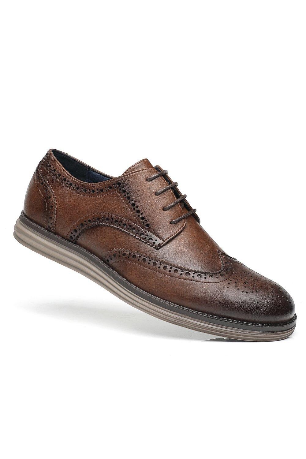 Кожаные деловые туфли на шнуровке в стиле смарт-офис TOP STAKA SHOES, коричневый — фото 2