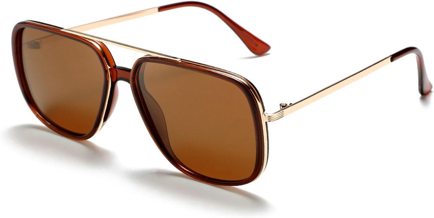 

Крупные поляризованные квадратные солнцезащитные очки для женщин 2025 года, роскошные модные металлические очки-пилот для мужчин, винтажные солнцезащитные очки UV400 mincl, C1