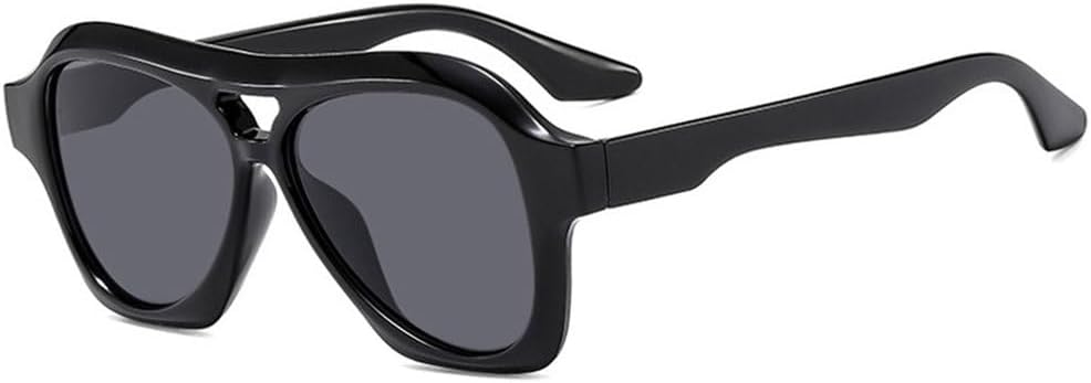 

Модные солнцезащитные очки с двойной перемычкой для женщин, ретро-очки с двойными линзами, цветные, с защитой от УФ-излучения UV400, для мужчин, в стиле панк TYUVIVO, Black Gray