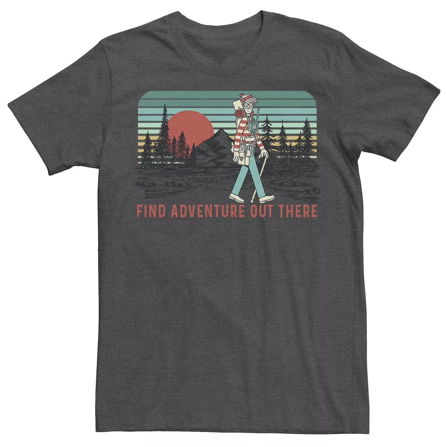 

Мужская футболка с рисунком «Where's Waldo Find Adventure Out There» Licensed Character