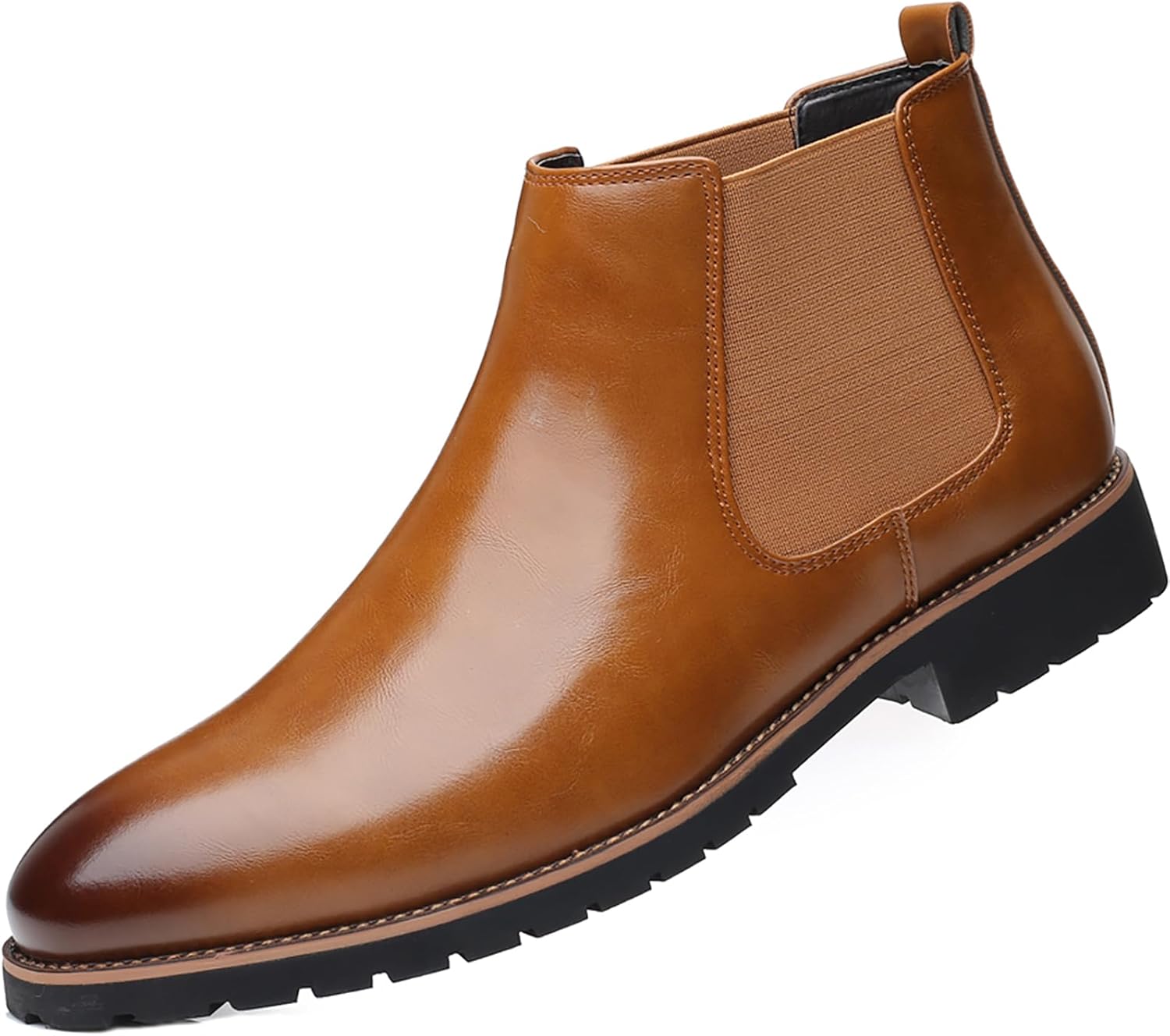 

Мужские кожаные ботинки-челси повседневного стиля, классика ретро, эластичные, без шнуровки, с низким каблуком, деловые ботильоны, модные, формальные, на свадьбу и вечеринку, оксфорды Qeosnbx, коричневый