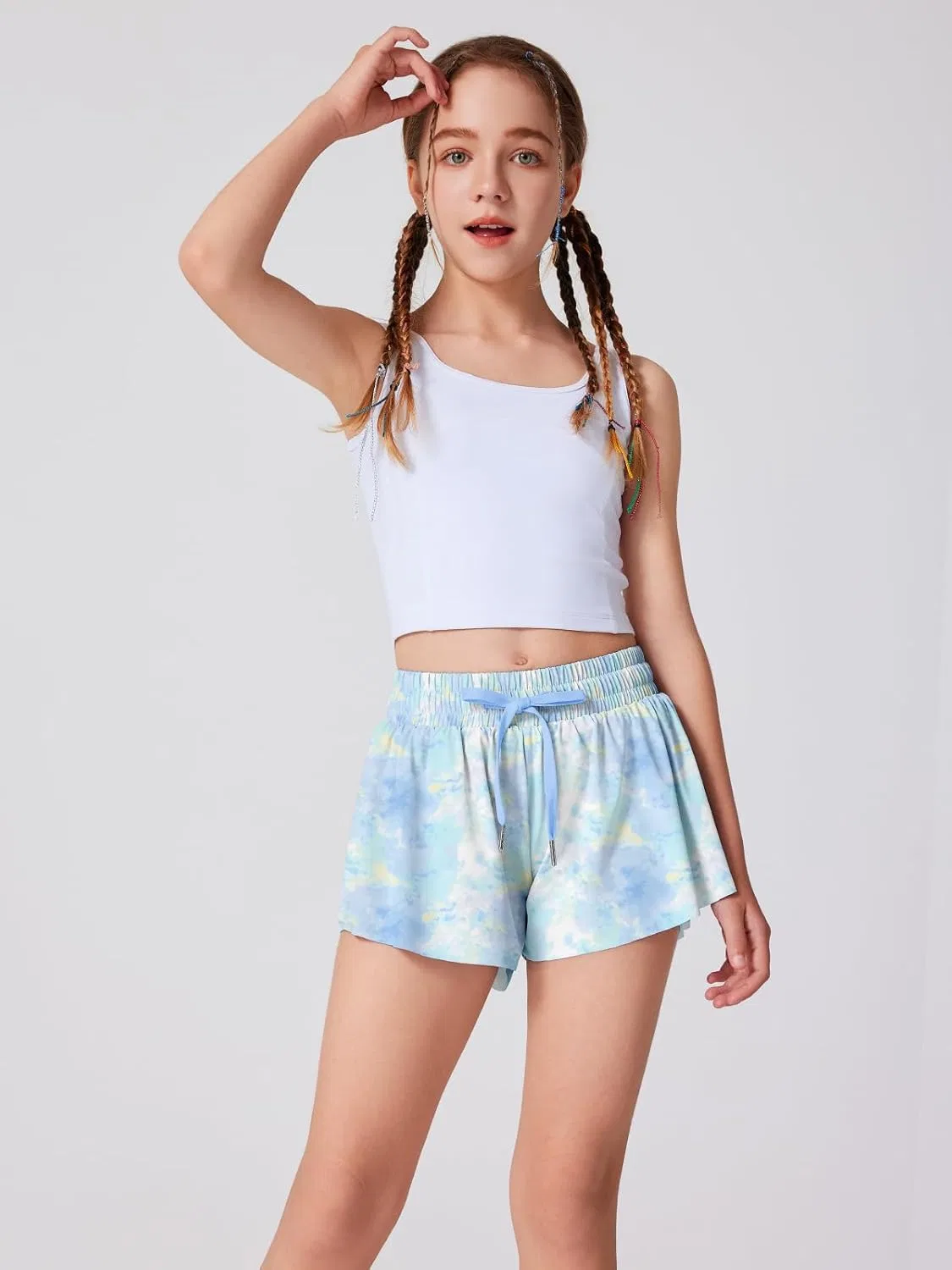 Детские шорты для бега Butterfly LaBeca, двойной слой, Tie Dye Blue — фото 3