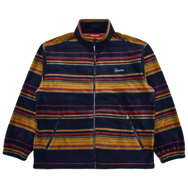 Флисовая куртка в полоску на молнии Supreme, синий