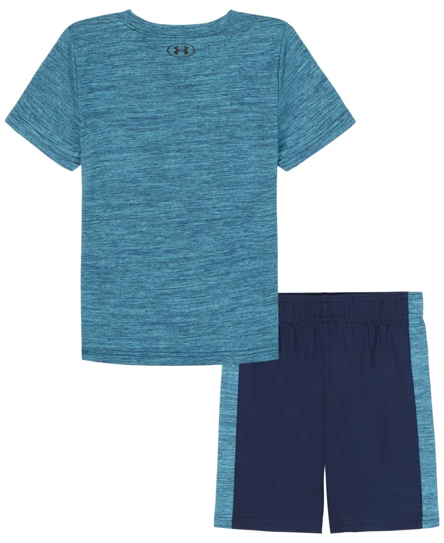 Детский комплект из футболки с круглым вырезом и шорт (2 размера, 2T-7) Under Armour, синий — фото 4