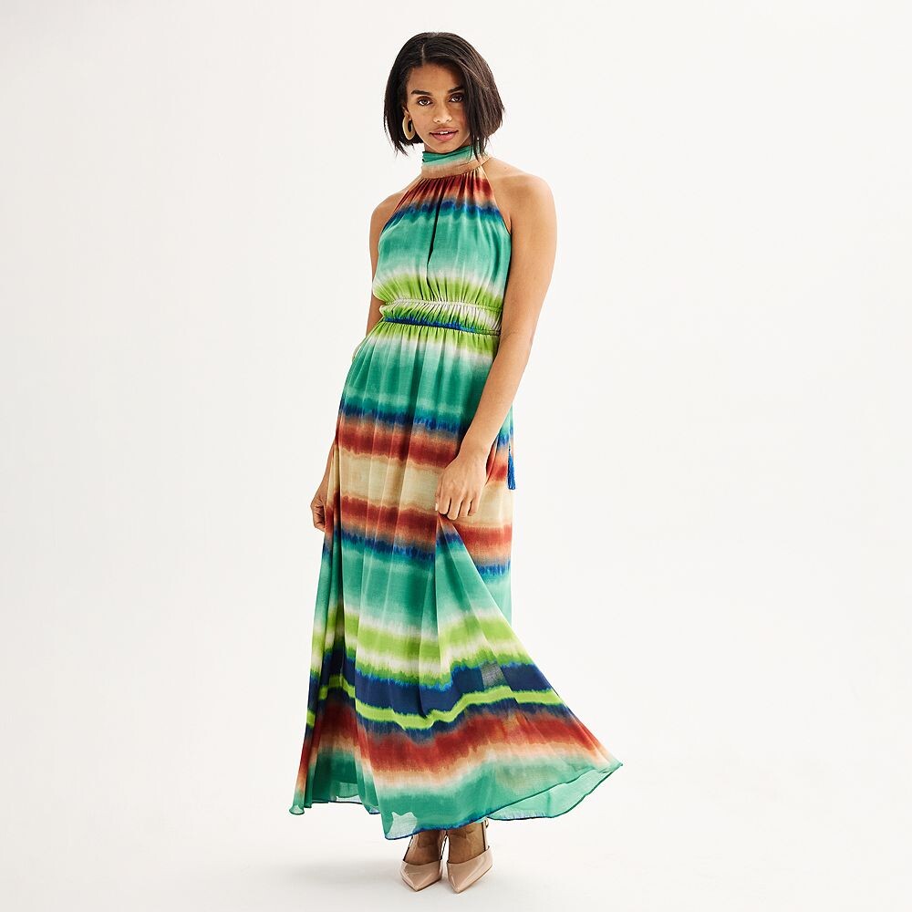 

Женское шифоновое платье макси в полоску Taylor, цвет Multi Print