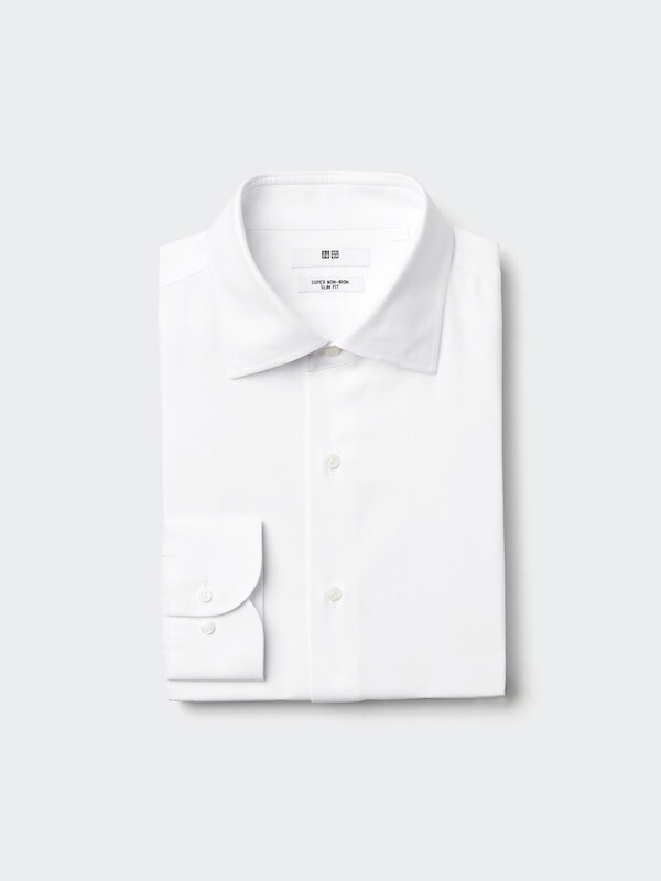 

Приталенная рубашка super non-iron slim fit воротник с полуприлегающим вырезом Uniqlo, белый