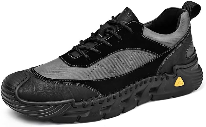 

Мужские походные повседневные туфли Винтажная кожаная легкая обувь для улицы Кроссовки на шнуровке Дышащие Нескользящие обувь для вождения Asifn, черный