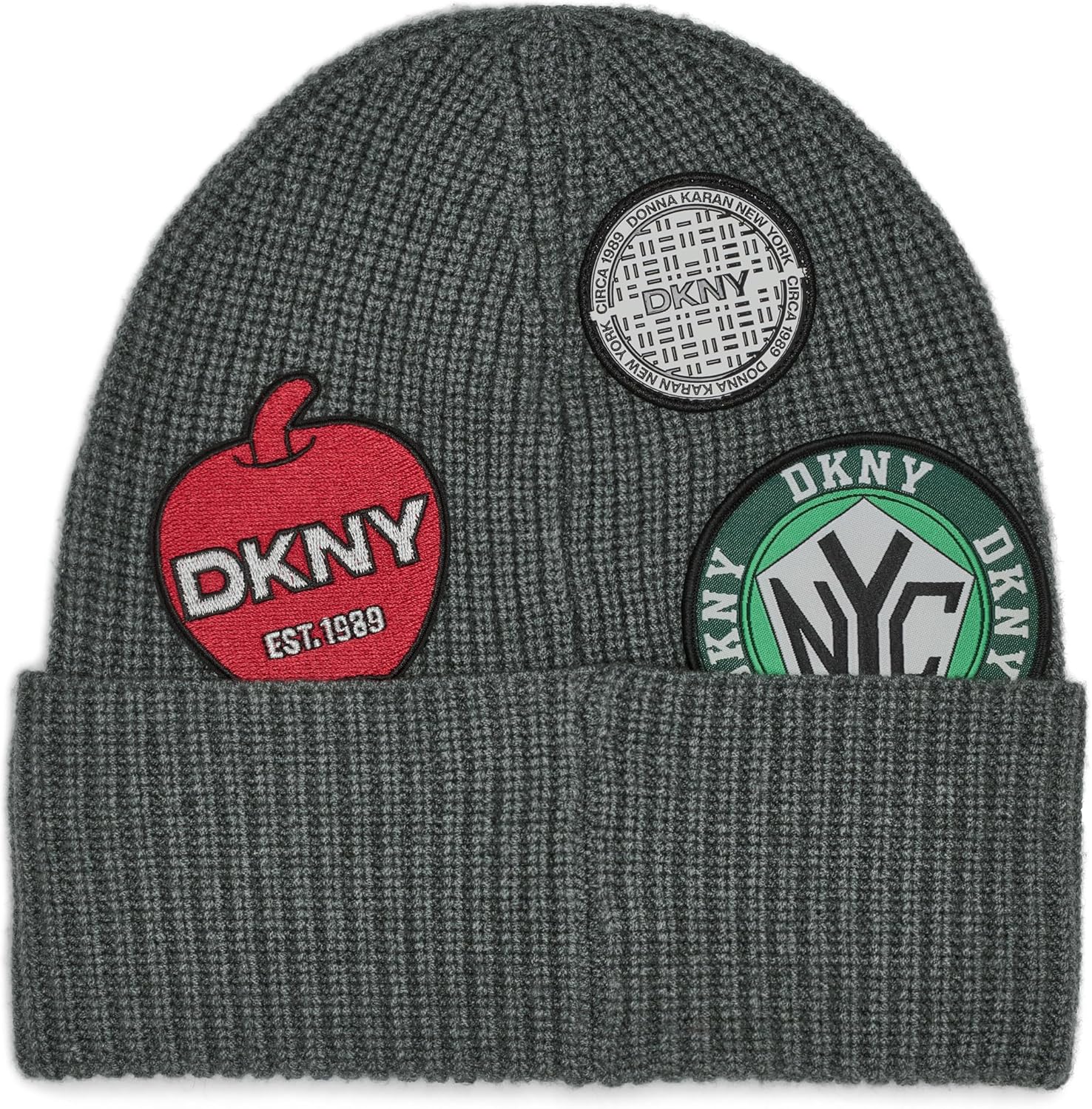 

Женская шапка-бини DKNY в стиле шейкер с манжетой, Graphite Heather