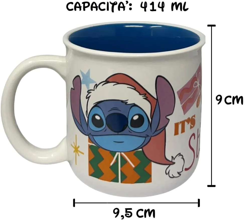 Керамическая кружка Disney Stitch на Рождество 414 мл для детей Cartoon — фото 2