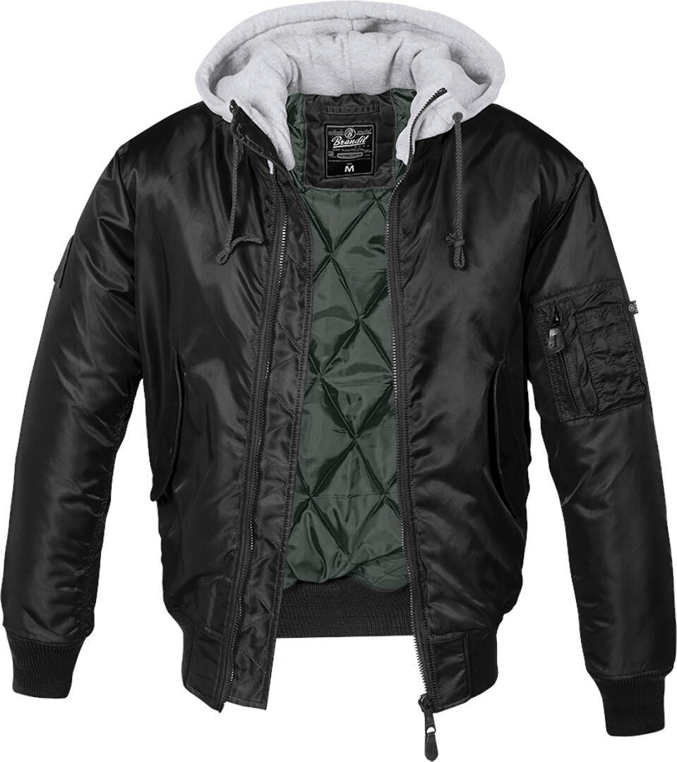 

Куртка Brandit MA1 Sweat Hooded Jacket, черный/серый