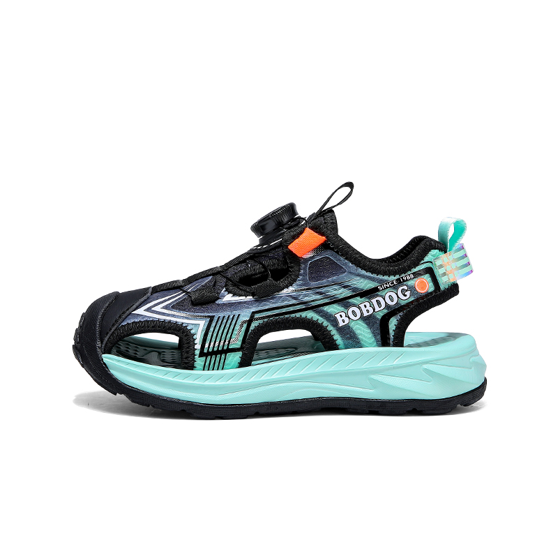 

Сандалии детские, противоскользящие, амортизирующие, износостойкие, дышащие, с отскоком BOBDOG, черный/зеленый