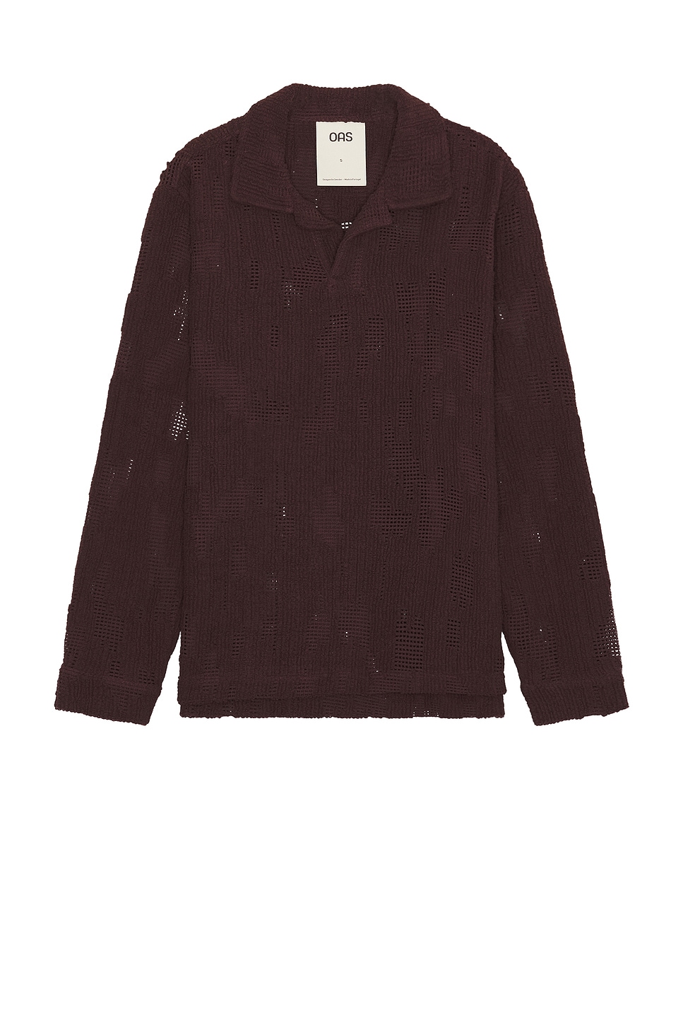 

Поло с длинными рукавами, связанное крючком Oas, цвет burgundy