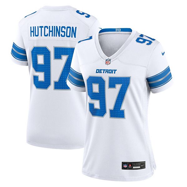 

Женская игровая футболка Aidan Hutchinson Detroit Lions белая Nike, Белый, Женская игровая футболка Aidan Hutchinson Detroit Lions белая Nike
